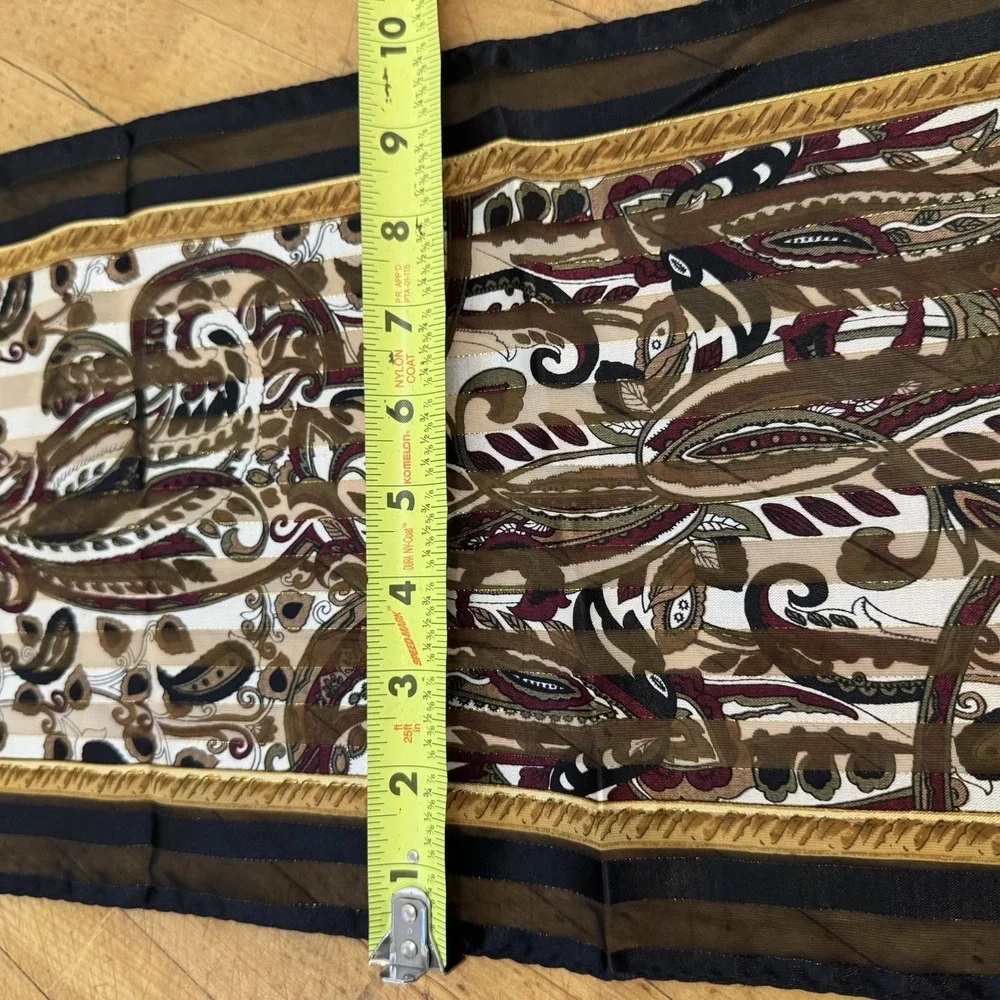 Scarf Burgundy Burnout Paisley‎ Stripe Black Shimmer Purse Scarf Gold